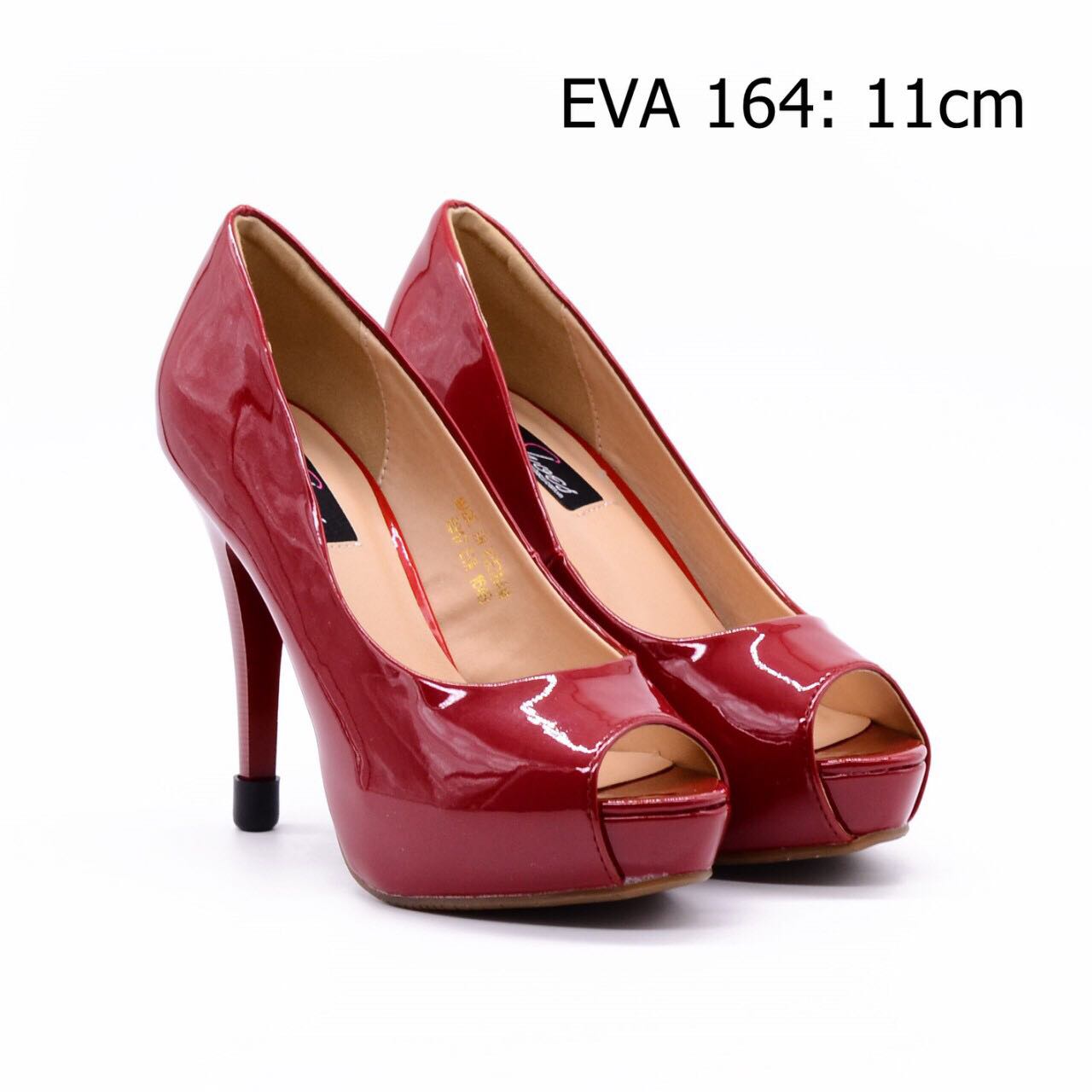 Giày hở mũi EVA164 cao 11cm chất liệu da bóng mềm mại, quý phái.